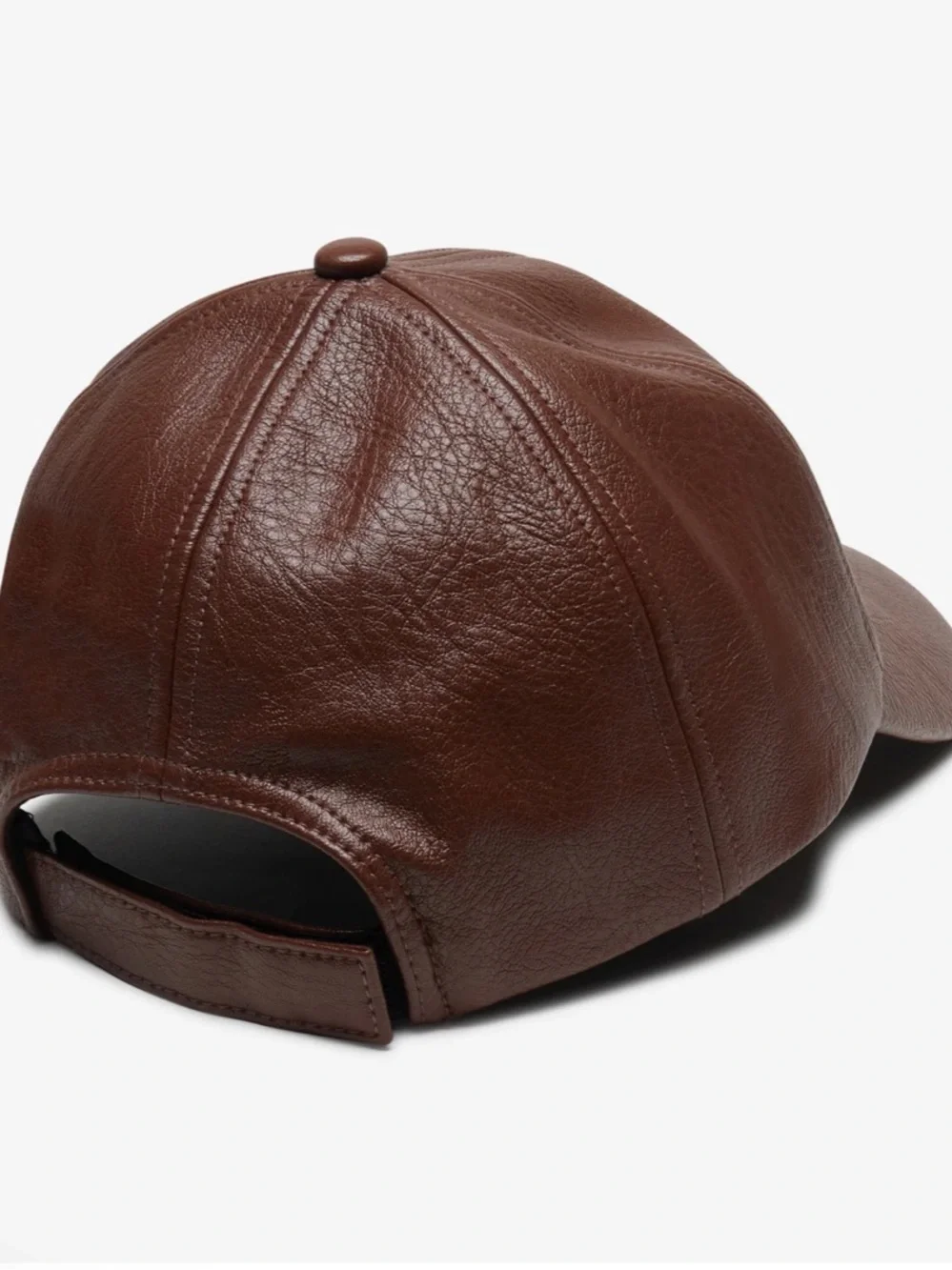 Anthropologie Brown Faux Leather Baseball Cap